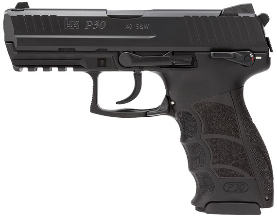 Heckler & Koch 81001100 P30 V3 40 S&W 13+1 3.85 Black Polygonal Rifled Barrel, Black Cerakote Serrated Steel Slide, Black Poly Frame w/Pic Rail, Black Interchangeable Backstrap Grip, Ambi, Rear Decocker Button, Pistol