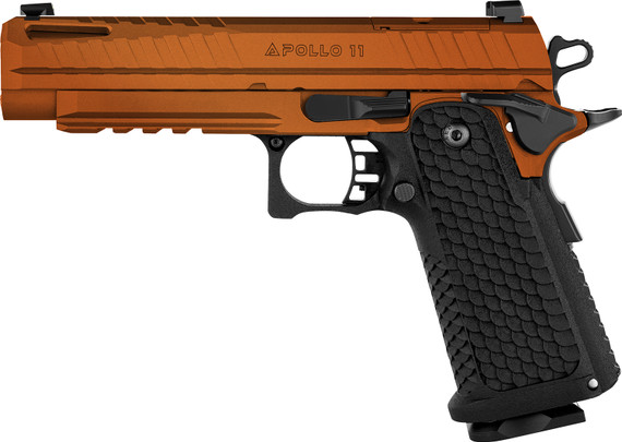 Live Free Armory LFAPF01204IC Apollo 11 9mm Luger 17+1 4.90" Stainless Match Grade Bull BBL, Elite Copper FX Cerakote Optic Cut/Serr Stainless Slide & Steel Frame w/Beavertail & Pic Rail, Aggressive Texture Grip,Pistol