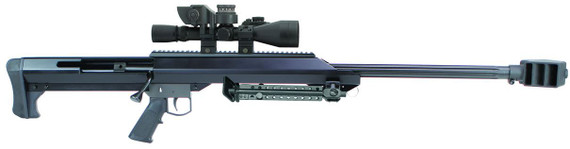 Barrett Model 99 Rifle System 13142, .416 Barrett, Bolt-Action, 32 in Match Grade Heavy Barrel, Bolt-Action Single Shot, Black Anodized Finish, w/Leupold Mark 4 Scope/Barrett Rings/BORS, 1 Rd