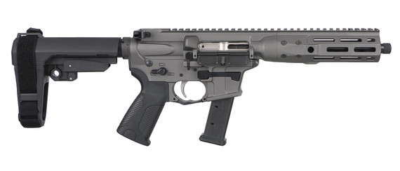 LWRC ICP9TG8SBA3 IC-9 9mm Luger 33+1 8.50" Black Nitride Threaded BBL, M-LOK Handguard, Tungsten Gray Alum Rcvr w/Integrated Rail Base, Black Polymer SB Tactical SBA3 Brace, LWRC Ultra Combat Grip, Ambidextrous,Tactical Pistols