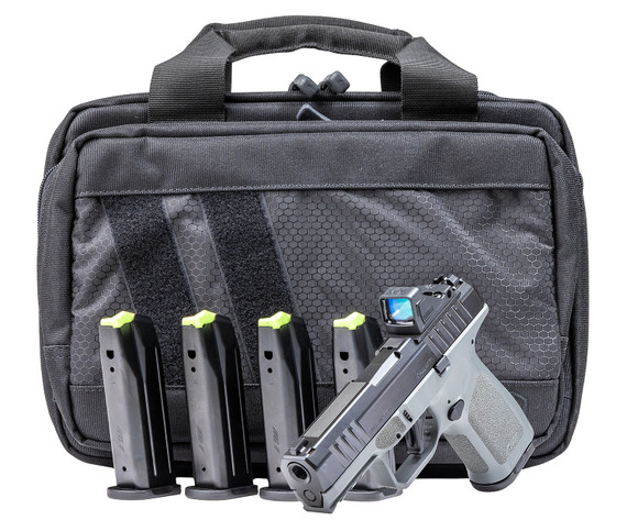 Rost Martin RM1CGRYOSP10CA RM1C *CA Compliant Compact 9mm Luger 10+1 4" Black Match Grade BBL, Black Tenifer Steel Serr w/Optic Slide, Stone Gray Polymer Frame w/Pic Rail, Textured Grip, RMR Footprint,Pistol