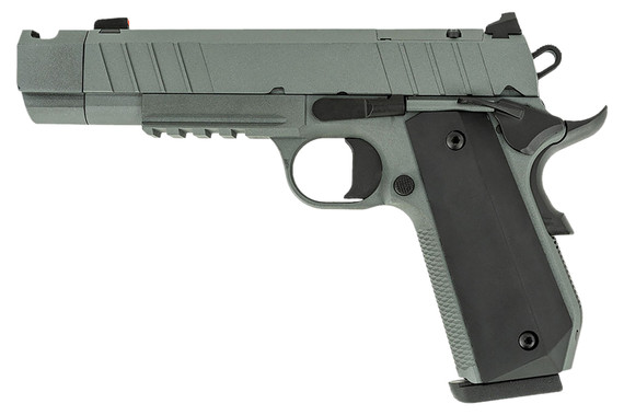 Tisas 10100134 B10B Night Stalker 10mm Auto 8+1 4.25" Black Cerakote Bull BBL, Gray Cerakote Steel Optic Ready/Serr Slide & Steel Frame w/Beavertail & Pic Rail, Black Polymer Grip, Holosun K/RMSc Footprint,Pistol