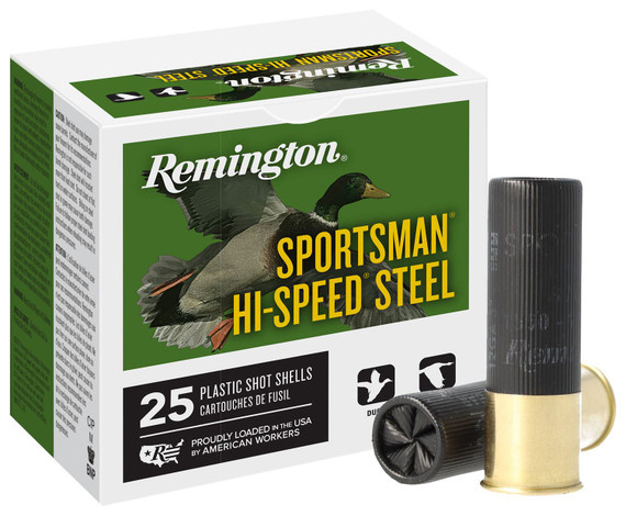 Remington Ammunition 20981 Sportsman Hi-Speed Steel 12Gauge 3 in 1 1/8oz 4Shot 25 Per Box/10 Case, Shotgun Shells