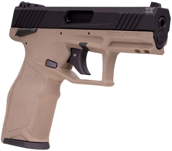 Taurus 1-2TX22141F-10 2TX Full Size Frame 22 LR 10+1 4.60" Matte Black Threaded BBL, Black Anod Serr Slide, FDE Polymer Frame w/Pic Rail, Textured Grip,Rimfire Pistols