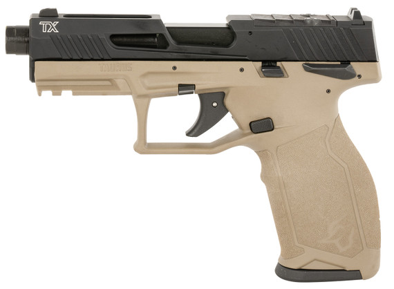 Taurus 1-2TX22P141F-10 TX22 T.O.R.O. 22 LR 10+1 4.60" Matte Black Threaded BBL, Black Hard Coat Anod Optic Ready/Serr Slide, FDE Polymer Frame w/Pic Rail, Textured Grip,Rimfire Pistols
