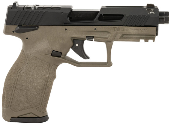 Taurus 1-2TX22P141O-10 TX22 T.O.R.O. 22 LR 10+1 4.60" Matte Black Threaded BBL, Black Hard Coat Anod Optic Ready/Serr Slide, OD Green Polymer Frame w/Pic Rail, Textured Grip,Rimfire Pistols