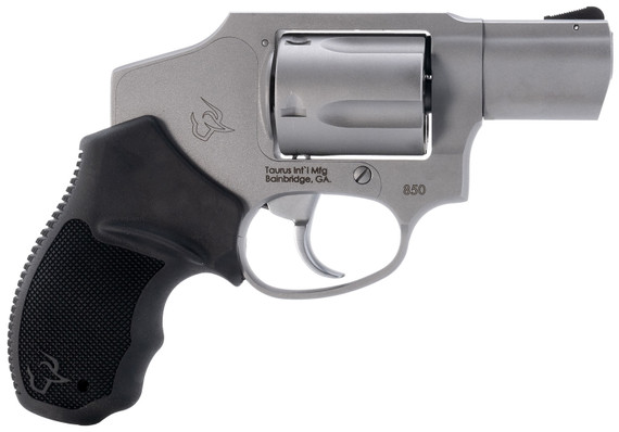 Taurus 2-850129 850 Small 38 Special 5 Shot 2" Matte Stainless BBL & Cylinder, Matte Stainless Frame, Black Rubber Grip, Transfer Bar Safety, Concealed Hammer,Revolver