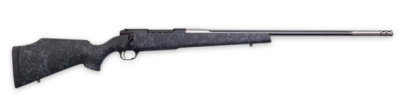 Weatherby MAM01N7MMBR2B Mark V Accumark Full Size 7mm BC 4+1 20" Spun Stainless Fluted Threaded BBL, Graphite Black Cerakote Drilled & Tapped Steel Rcvr, Monte Carlo Matte Black w/Spiderweb Synthetic Stock, 2" Muzzle Brake,Rifle