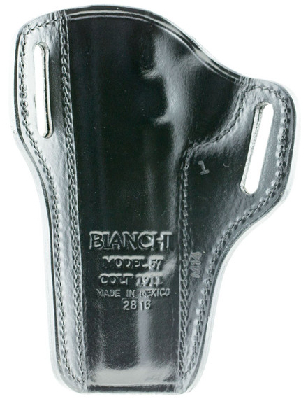 Bianchi 25018 57 Remedy OWB Size 10 Black Leather Belt Slide Fits Colt 1911 Government Right Hand, Holster