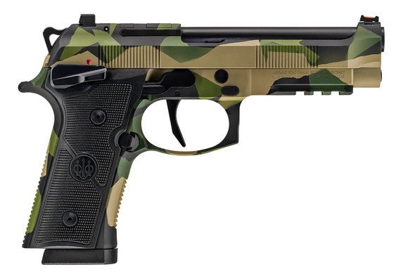 Beretta SPEC0741A18 92XI Full Size Frame 9mm Luger 18+1 4.70" Black DLC Steel BBL, Splinter Camo Cerakote Stainless Optic Ready/Serr Slide, Splinter Camo Cerakote Alum Frame w/Pic Rail, Black Textured Grip, MRDS Footprint,Pistol