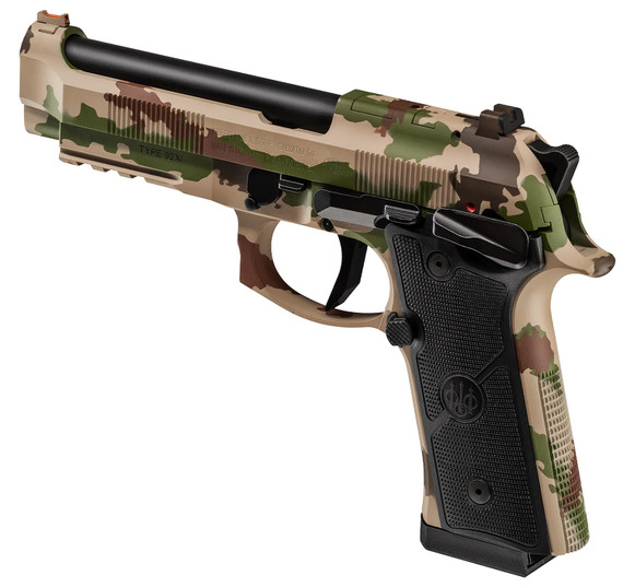Beretta SPEC0742A18 92XI Full Size Frame 9mm Luger 18+1 4.70" Black DLC Steel BBL, Vegetato Camo Cerakote Stainless Optic Ready/Serr Slide, Vegetato Camo Cerakote Alum Frame w/Pic Rail, Black Textured Grip, MRDS Footprint,Pistol