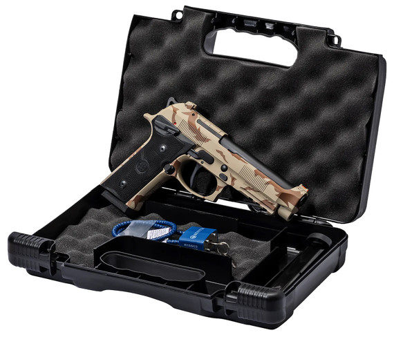 Beretta SPEC0743A18 92XI Full Size Frame 9mm Luger 18+1 4.70" Black DLC Steel BBL, Desert DPM Cerakote Stainless Optic Ready/Serr Slide, Desert DPM Cerakote Alum Frame w/Pic Rail, Black Textured Grip, MRDS Footprint,Pistol