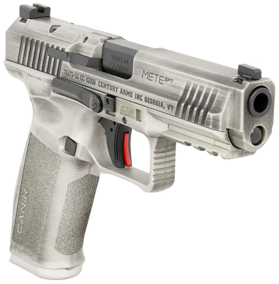 Canik HG5636DG-N Mete SFT Exclusive Finish Full Size Frame 9mm Luger 18+1, 4.46" Black Match Grade BBL, Distressed Gray Cerakote Optic Ready/Serr Steel Slide, Polymer Frame w/Beavertail & Pic Rail, Ambidextrous,Pistol