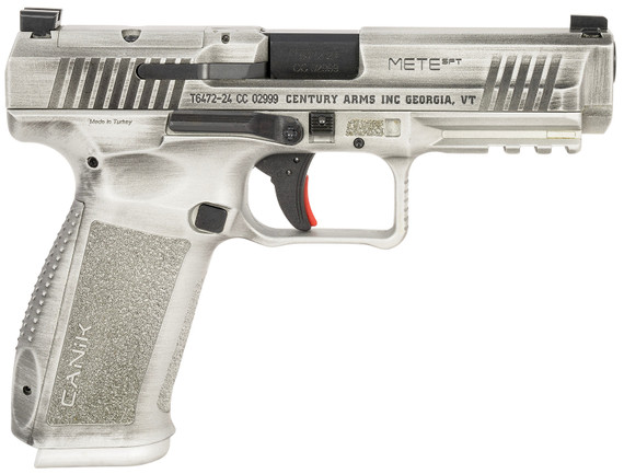 Canik HG5636DG-N Mete SFT Exclusive Finish Full Size Frame 9mm Luger 18+1, 4.46" Black Match Grade BBL, Distressed Gray Cerakote Optic Ready/Serr Steel Slide, Polymer Frame w/Beavertail & Pic Rail, Ambidextrous,Pistol