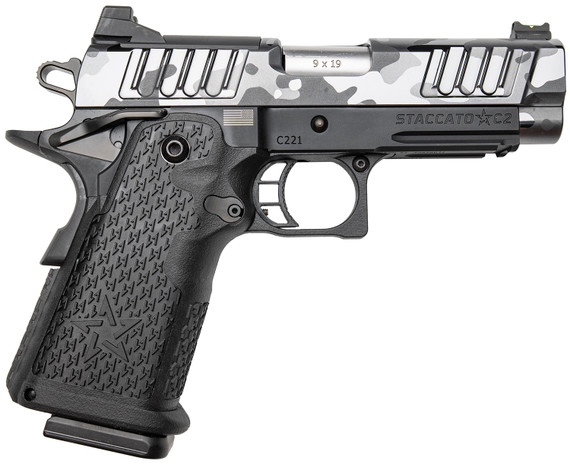 Cnc Firearms CNCCOVERT Covert Staccato C2 Compact Frame 9mm Luger 16+1 3.90" Stainless BBL, Multicam Black DLC Stainless Serr Slide, Black DLC Stainless Frame w/Pic Rail, Black Textured Grip,Pistol