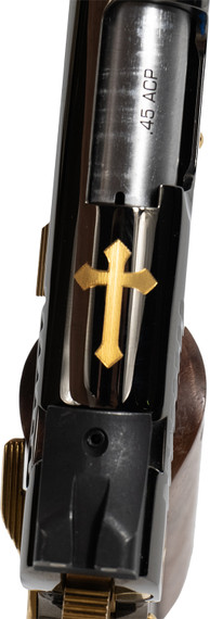 Cnc Firearms CNCCRUS1911 Kimber 1911 Crusader Limited Edition Full Size 45 ACP 7+1 5" Stainless Match Grade BBL, Diamond Like Coating w/24kt Gold Inlay Engraving Slide & Steel Frame, Walnut Grip,Pistol
