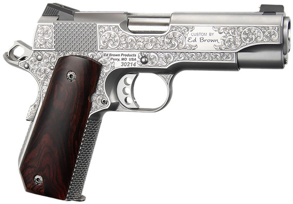 Ed Brown KCSSSIG Kobra Carry Signature Edition 45 ACP 7+1 4.25" Stainless Recessed Crown BBL, Engraved Serr Stainless Slide & Frame w/Beavertail, Cocobolo Grip,Pistol