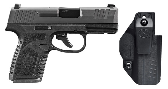 FN 66102357 Reflex w/Optic MRD Micro Compact 9mm Luger 10+1 3.30" Black BBL, Black Stainless Optic Ready/Serr Slide, Black Polymer Frame w/Accessory Rail, Textured Grip, Viridian RFX-11 Green Dot, Holster, Ambidextrous,Pistol