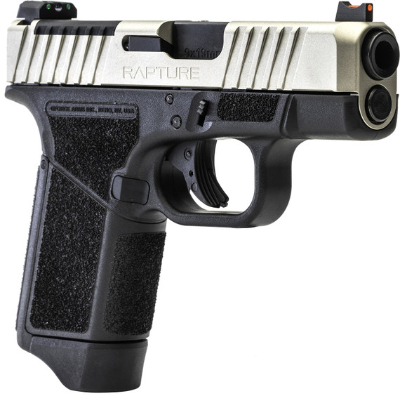 Gforce Arms GF932512GN Rapture Sub-Compact Frame 9mm Luger 12+1 3.25" Black Steel BBL, Nickel Steel Optic Cut/Serr Slide, Gray Cerakote Polymer Frame, Shield RMSc/RMR Footprint,Pistol