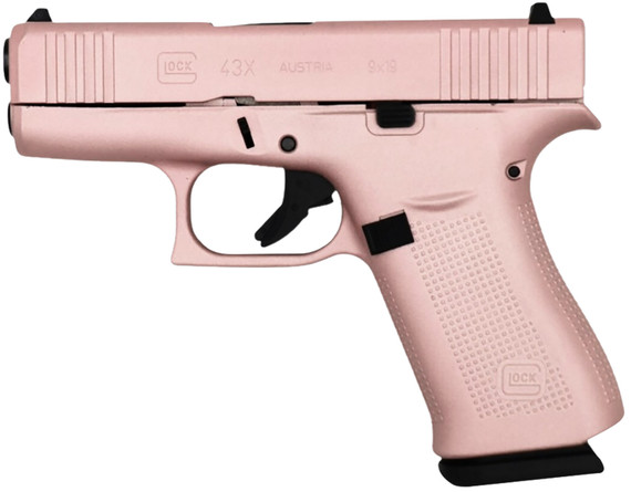 Glock PX4350204RGPCT G43X Slim Sub-Compact Frame 9mm Luger 10+1 3.41" Black GMB BBL, Rose Gold Cerakote Steel Serr Slide & Polymer Frame w/Beavertail, Textured Polymer Grip, Ambidextrous,Pistol