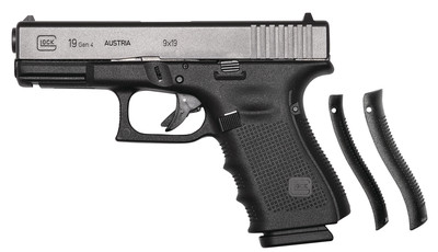 Glock UG1950713 G19 Gen4 Compact 9mm Luger 15+1 4.02 Black Steel Barrel, Matte Black Serrated Slide & Poly Frame w/Pic Rail/Serrated Trigger Guard, Black Textured Finger Grooved w/Interchangeable Backstrap Grips, Right Hand, Pistol