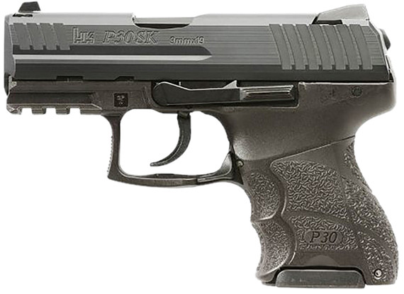 Heckler & Koch 81001105 P30SK V1 LEM Sub-Compact Frame 9mm Luger 12+1/15+1 3.27 Black Steel Barre, Black Cerakote Steel Slide, Poly Frame w/Pic Rail, Black Interchangeable Backstrap Grip, Ambi, Pistol