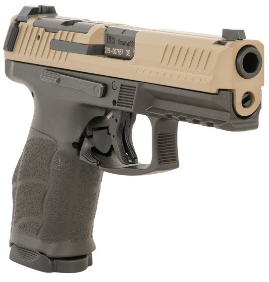 HK 81001194 VP9A1 K Compact 9mm Luger 15+1 4.09" Black FDE Steel Optic Ready/Serr Slide, Brown Polymer Frame w/Pic Rail, Interchangeable Backstrap Grip, Ambidextrous,Pistol