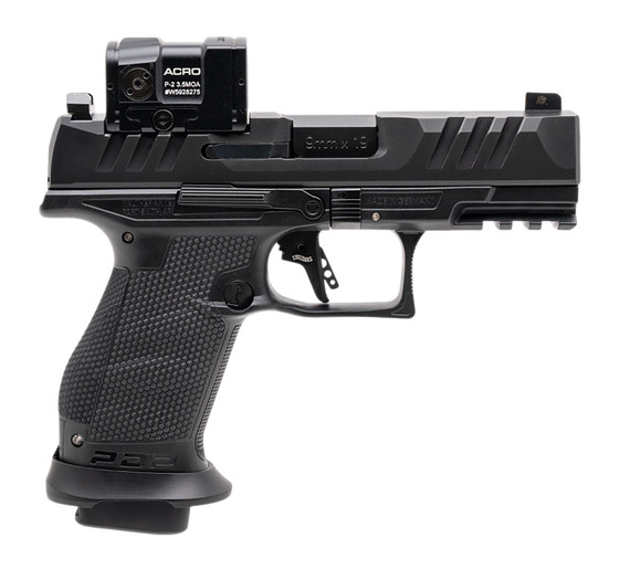 Walther Arms 4797067 PDP Pro w/Optic Compact Frame 9mm Luger 18+1 4" Black Steel BBL, Black Optic Ready/Serr Steel Slide, Black Polymer Frame w/Pic Rail, Interchangeable Backstrap Grip, Aimpoint Acro P-2 Red Dot,Pistol