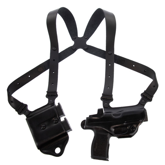 Galco MCII224B Miami Classic II Shoulder System Size Fits Chest Up To 56 in Black Leather Compatible w/Glock 17 Gen1-5/19 Gen1-5/22 Gen2-5 Right Hand, Holster