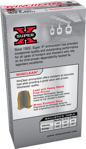 Winchester WC357SIG Super X 357Sig 125gr Winclean Brass Enclosed Base 50 Per Box/10 Case Centerfire, Handgun Ammunition