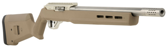 True Precision Inc TP1022FDE3SS TP/22 22 LR 16" Match Grade BBL, Clear Coat Silver Anod Alum Rcvr w/Pic Rail, M-LOK Forend, FDE Magpul Hunter X-22 Polymer Stock,Rimfire Rifles