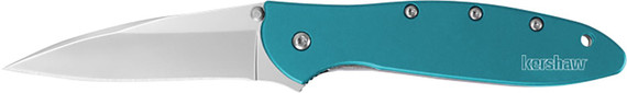 Kershaw 1660TEAL Leek 3 in Folding Drop Point Plain Bead Blasted 14C28N Steel Blade Teal Anodized Aluminum Handle Includes Pocket Clip, Knife