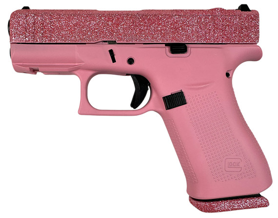 Glock PX4350204NFRMOSBG G43X MOS Slim Sub-Compact Frame 9mm Luger 10+1 3.41" Black GMB BBL, Bubblegum Glitter Cerakote Steel Optic Ready/Serr Slide, Bubblegum Cerakote Polymer Frame & Grip, Ambidextrous,Pistol