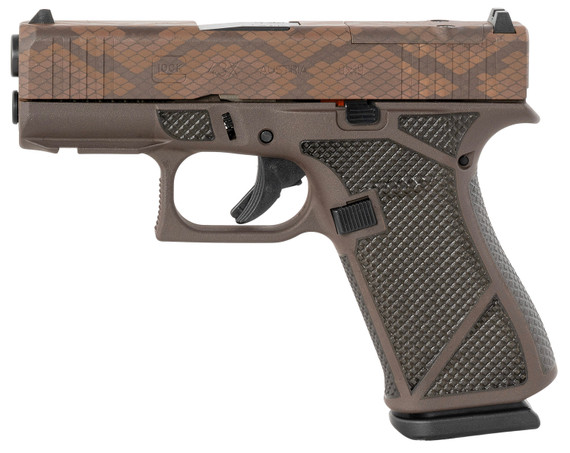 Glock PX4350204FRMOSNTXVB G43X MOS Slim Sub-Compact Frame 9mm Luger 10+1 3.41" Black GMB BBL, Texas Snake Cerakote Steel Optic Ready/Serr Slide, Vortex Bronze Cerakote Polymer Frame w/Pic Rail, Ambidextrous,Pistol