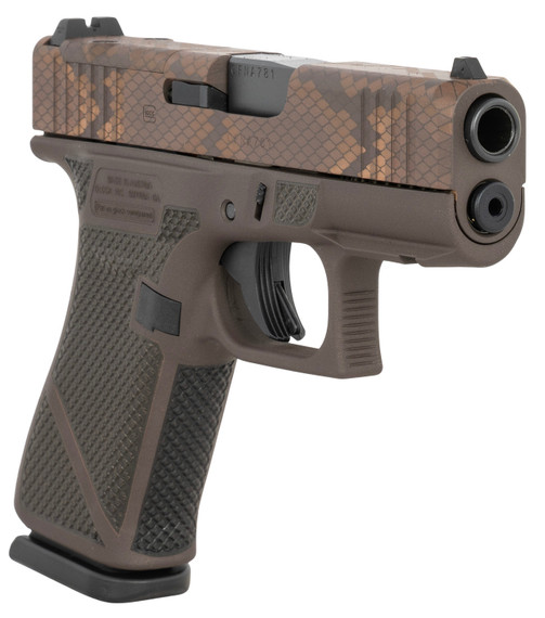 Glock PX4350204FRMOSNTXVB G43X MOS Slim Sub-Compact Frame 9mm Luger 10+1 3.41" Black GMB BBL, Texas Snake Cerakote Steel Optic Ready/Serr Slide, Vortex Bronze Cerakote Polymer Frame w/Pic Rail, Ambidextrous,Pistol