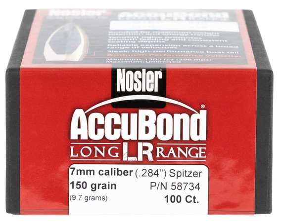 Nosler 58734 AccuBond Long Range 7mm 150gr Spitzer Point 100/Box, Reloating Bullets