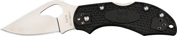 Spyderco BY10PBK2 Byrd Robin 2 Lightweight 2.43 in Folding Drop Point Plain 8Cr13MoV SS Blade Black Bi-Directional Texturing FRN Handle Includes Pocket Clip, Knife
