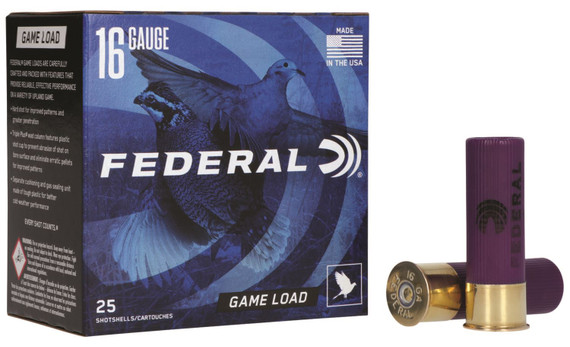 Federal H1608 Game-Shok Upland 16Gauge 2.75 in 1oz 8Shot 25 Per Box/10 Case, Shotgun Shells