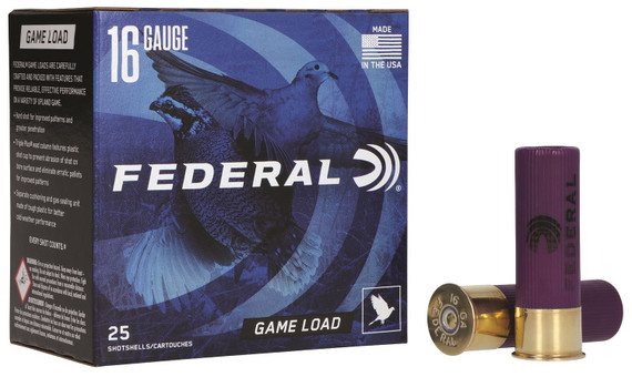 Federal H1608 Game-Shok Upland 16Gauge 2.75 in 1oz 8Shot 25 Per Box/10 Case, Shotgun Shells