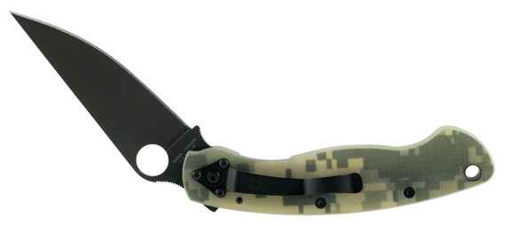 Spyderco C36GPCMOBK Military 4 in Folding Modified Clip Point Plain Black DLC CPM S30V SS Blade Camo G10 Handle Includes Pocket Clip, Knife