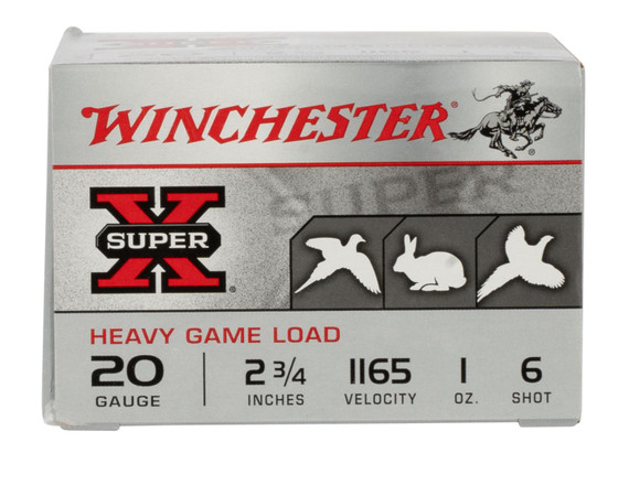 Winchester XU20H6 Super X Heavy Game Load 20Gauge 2.75 in 1oz 6Shot 25 Per Box/10 Case, Shotgun Shells