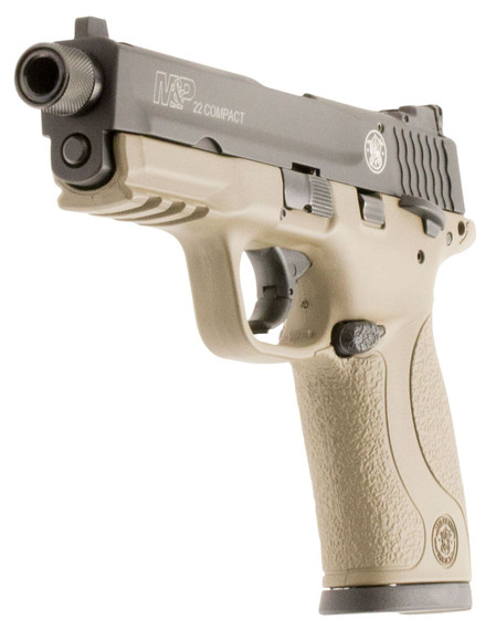 Smith & Wesson 10242 M&P Compact Frame 22 LR 10+1 3.60 in Black Steel Threaded Barrel & Serrated Slide, FDE Cerakote Polymer Frame w/Picatinny Rail, Pistol
