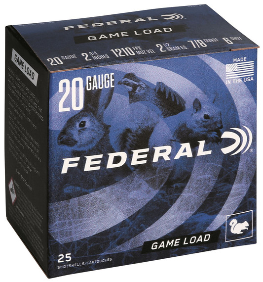 Federal H2008 Game-Shok Upland 20 Gauge 2.75 in 7/8 oz 8 Shot 25 Per Box/ 10 Case, Shotgun Shells