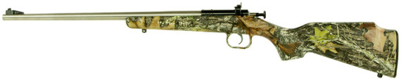 Crickett KSA2166 Youth 22 LR 1rd Capacity, 16.12 in Stainless Steel Barrel, Fixed Front/Adjustable Rear Peep Sights, Mossy Oak Break-Up Synthetic Stock w/11.5 in LOP, Rebounding Firing Pin Safety, Rifle
