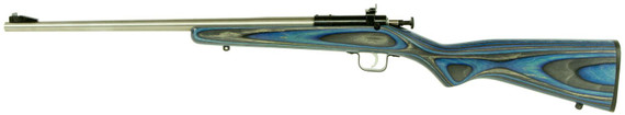 Crickett KSA2223 Youth 22 LR 1rd 16.12 in Stainless Steel Barrel, Fixed Front/Adjustable Rear Peep Sights, Blue Laminate Stock w/11.5 in LOP, Rebounding Firing Pin Safety, Rifle