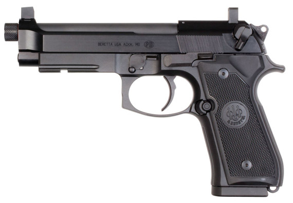 Beretta J90A192FSRF19SK 92FSR 22 LR 15+1 5.30 in Steel Threaded Barrel, Black Burniton Serrated Steel Slide & Aluminum Frame w/Picatinny Rail & Beavertail *Features Suppressor Ready Kit, Pistol