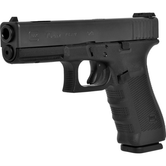 Glock 17C, GEN 4, Striker Fired, Semi-automatic, PolymerFrame Pistol, Full Size, 9MM, 4.49 in Cpompensated Barrel, Matte Finish, Black, Fixed Sights, 10 Rounds, 3 Magazines UG1759201
