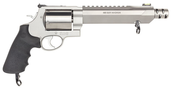 Smith & Wesson 11626 Model 460 Performance Center XVR 460 S&W Mag 7.50 in Stainless Steel Barrel With Muzzle Brake/Picatinny Rail, Stainless Steel 5rd Unfluted Cylinder & X-Frame, HiViz Fiber Optic Green Front Sight , Revolver