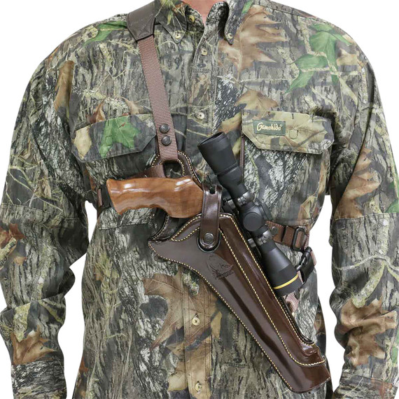 Galco KH130H Kodiak Hunter Chest Havana Brown Leather Shoulder/Torso Strap Fits S&W N Frame Fits Ruger Blackhawk 7.50 in Right Hand, Holster