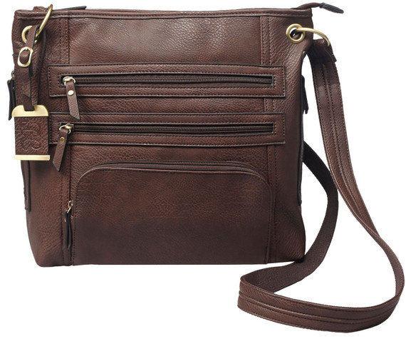 Bulldog BDP039 Cross Body Conceal Carry Purse For Small, Pistols & , Revolvers Brown Leather 14 in x 12 in x 3 in Includes Color Matched, Holster